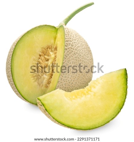 Crown Musk Melon on white background, Shizuoka Crown Melon Yama Grade on isolate onwhite backgroung with clipping path.