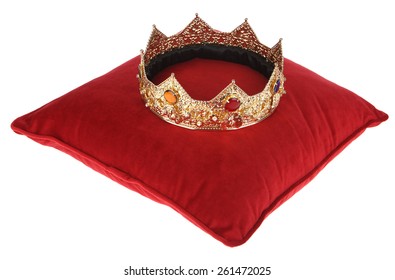 Crown On Red Velvet Cushion