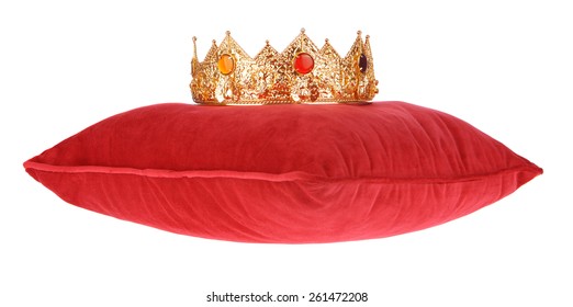 Crown On Red Velvet Cushion