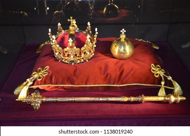 Crown And Scepter On A Red Cushion 