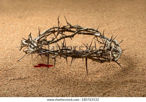 Crown Thorns Blood Dripping On Sand Stock Photo Edit Now 180763532