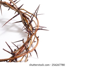 Crown of thorns on a white background Easter religious motif commemorating the resurrection of Jesus- Easter