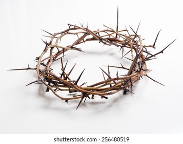 Crown Of Thorns On A White Background Easter Religious Motif Commemorating The Resurrection Of Jesus- Easter