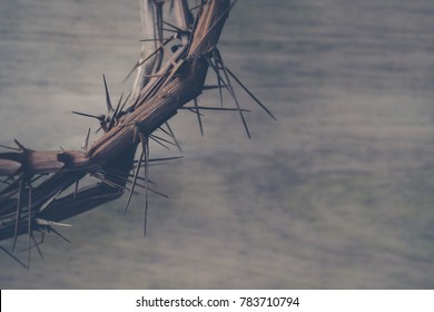 A crown of thorns on wood background, vintage