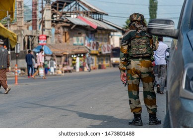 CRPF (Central Reserve Police Force) At The Market In Srinaka, Kashmir, India. Photo Take On 31 July 2019 Before Govt Announced Tourist Leave Kashmir ASAP.