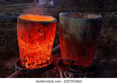 The Crucible Is Lit Red At High Heat.