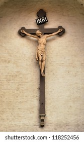 Crucifix Against Old Wall