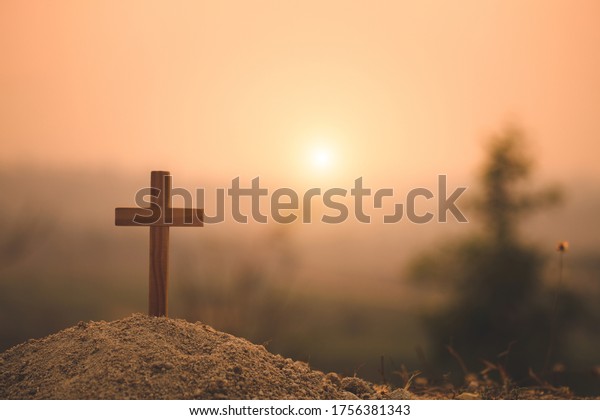 Crucifixion Jesus Christ Christian Wooden Cross Stock Photo 1756381343