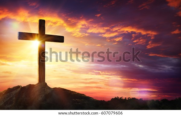 Crucifixion De Jesus Christ Croix Au Photo De Stock Modifiable