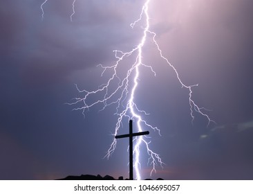 Crucifixion Jesus Christ Cross Thunderstorm After Stock Photo ...