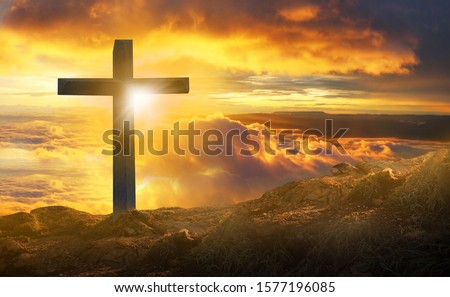 The crucifixion of the crucifixion of jesus christ on the cliffs and mountains