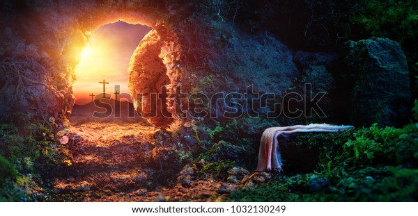 Empty Tomb With - Resurrection Of Jesus Christ Church Wall Mural