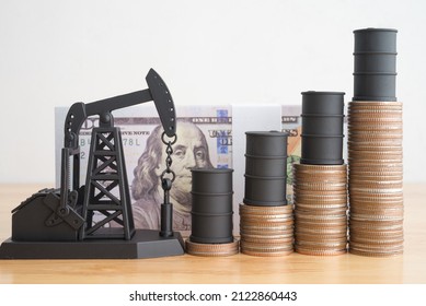 Crude oil prices increased as growing economy resulted in global petroleum demand rising faster than petroleum supply. Concept of crude oil production, petroleum industry or petrodollar, world economy - Shutterstock ID 2122860443