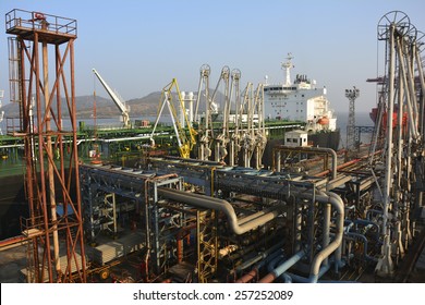 Crude Oil Tanker Is Loading Crude Oil Terminal In Port