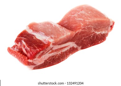 Crude Shoulder Pork On A White Background