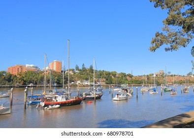 Cruise Boat Moored In Brisbane River In Brisbane Australia.