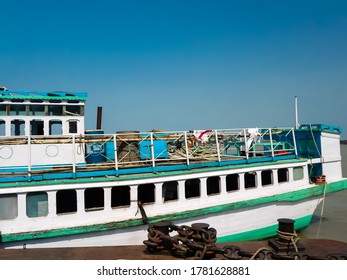 A Cruise Boat On The Ganges River. Boat Ride In River Ganges. For One Day Ferry Trip Ferry Service By WBTC West Bengal Transport Corporation On Ganges At Kolkata India South Asia Pacific.