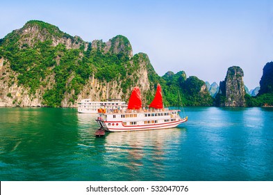 Cruise Boats On Halong Bay, Vietnam
