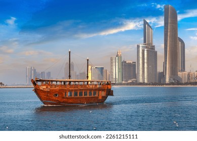 Cruise on traditional Dhow boat in Abu Dhabi in a summer day, United Arab Emirates - Powered by Shutterstock