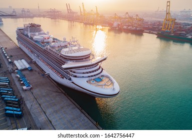 Cruise passengers ship berthing in the port services to the passenger sailing to destination port, restriction quarantine healthcare to all berthing ports - Shutterstock ID 1642756447