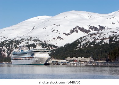 Cruise Ship At Alaskan Harbor