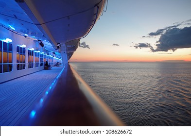 Cruise Ship Deck At Sunset