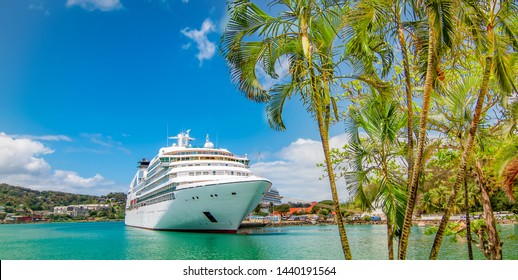 Cruise Ship Docked In Castries, Saint Lucia, Caribbean Islands.