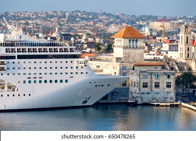 Cruise Ship Docked At The Old Havana Cruise Terminal In Cuba