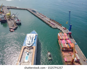 Cruise Ship Entering Port Of Acajutla, El Salvador, Central America