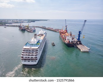 Cruise Ship Entering Port Of Acajutla, El Salvador, Central America