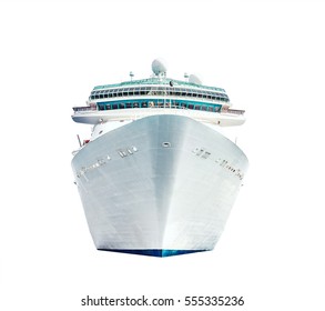 Cruise Ship Isolated On White Background, Ocean Liner