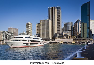 Cruise ship leaves Circular Quay in Sydney New South Wales, Australia.