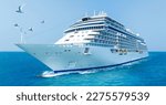 Cruise Ship, Cruise Liners beautiful white cruise ship above luxury cruise in the ocean sea concept exclusive tourism travel on holiday take a vacation time on summer