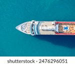Cruise Ship, Cruise Liners beautiful white cruise ship above luxury cruise in the ocean. Concept smart tourism travel on holiday take a vacation time on summer.