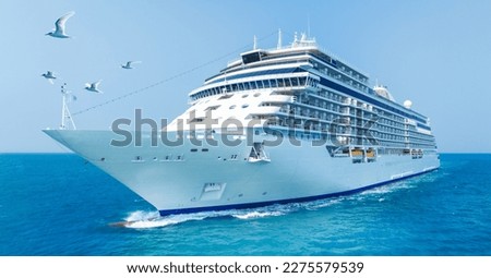 Cruise Ship, Cruise Liners beautiful white cruise ship above luxury cruise in the ocean sea concept exclusive tourism travel on holiday take a vacation time on summer