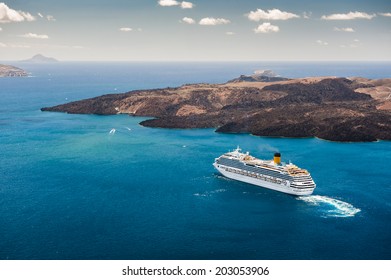 Cruise Ship Near The Greek Islands 