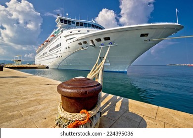 Cruise Ship On Dock In Zadar, Dalmatia, Croatia