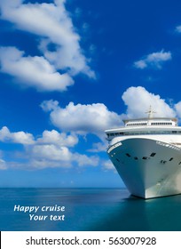 Cruise ship in open water - front view
