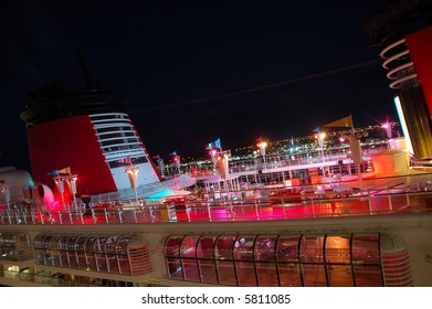 Cruise Ship Party Deck At Night