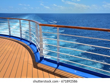 Cruise Ship Stern. Wake At Caribbean Sea