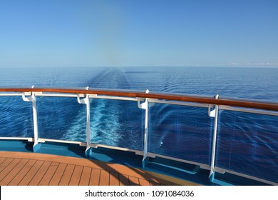 Cruise Ship Stern And Wake On The Sea