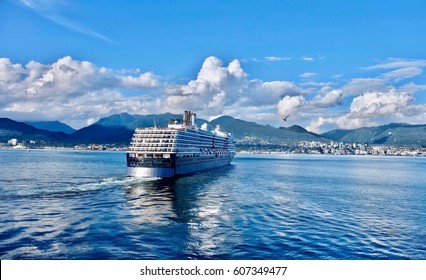 Cruise Ship Taking Off From Port Of Vancouver And Sailing To Alaska. Canada Place. Vancouver. British Columbia. Canada.