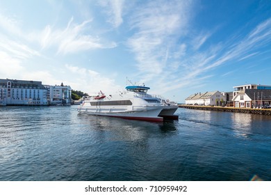  Cruise Ships In Harbor Alesund City. Norway