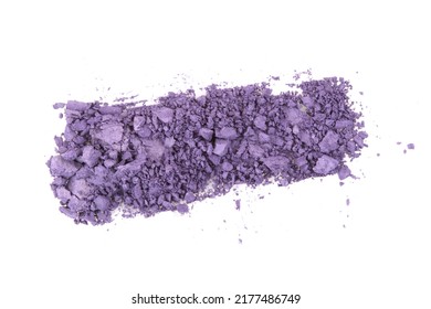 Crumble And Crushe Violet Eyeshadows, Powder. Broken Cosmetics On White Background.
