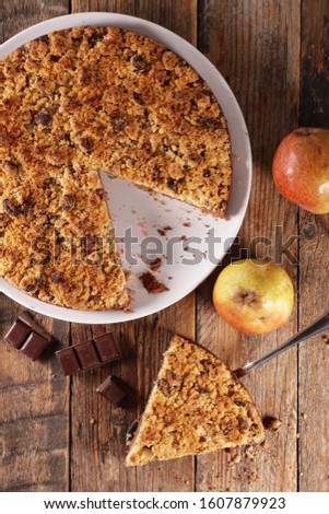 Similar – Foto Bild Geschnittener Birnenkuchen auf einem Küchentuch über der Aussicht