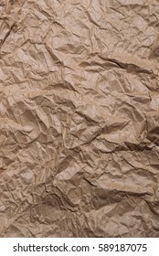 Crumbled Brown Packing Paper Texure Close Up Details
