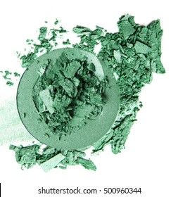 Crumbled Green Eyeshadow On White Background