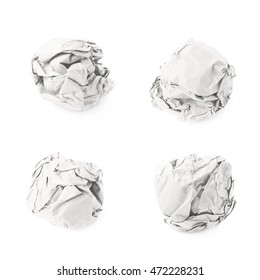 Crumbled Paper Ball Isolated Over The White Background
