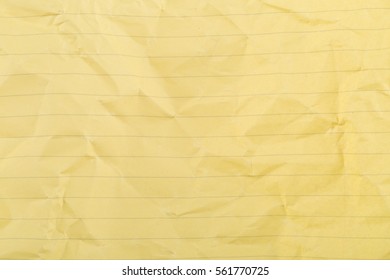 Crumbled Yellow Lined, Clean Paper Texture Background