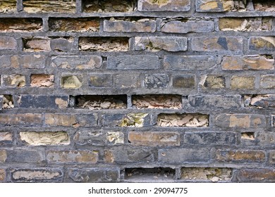 Crumbling Brick Wall Background, Circa Early 1800's